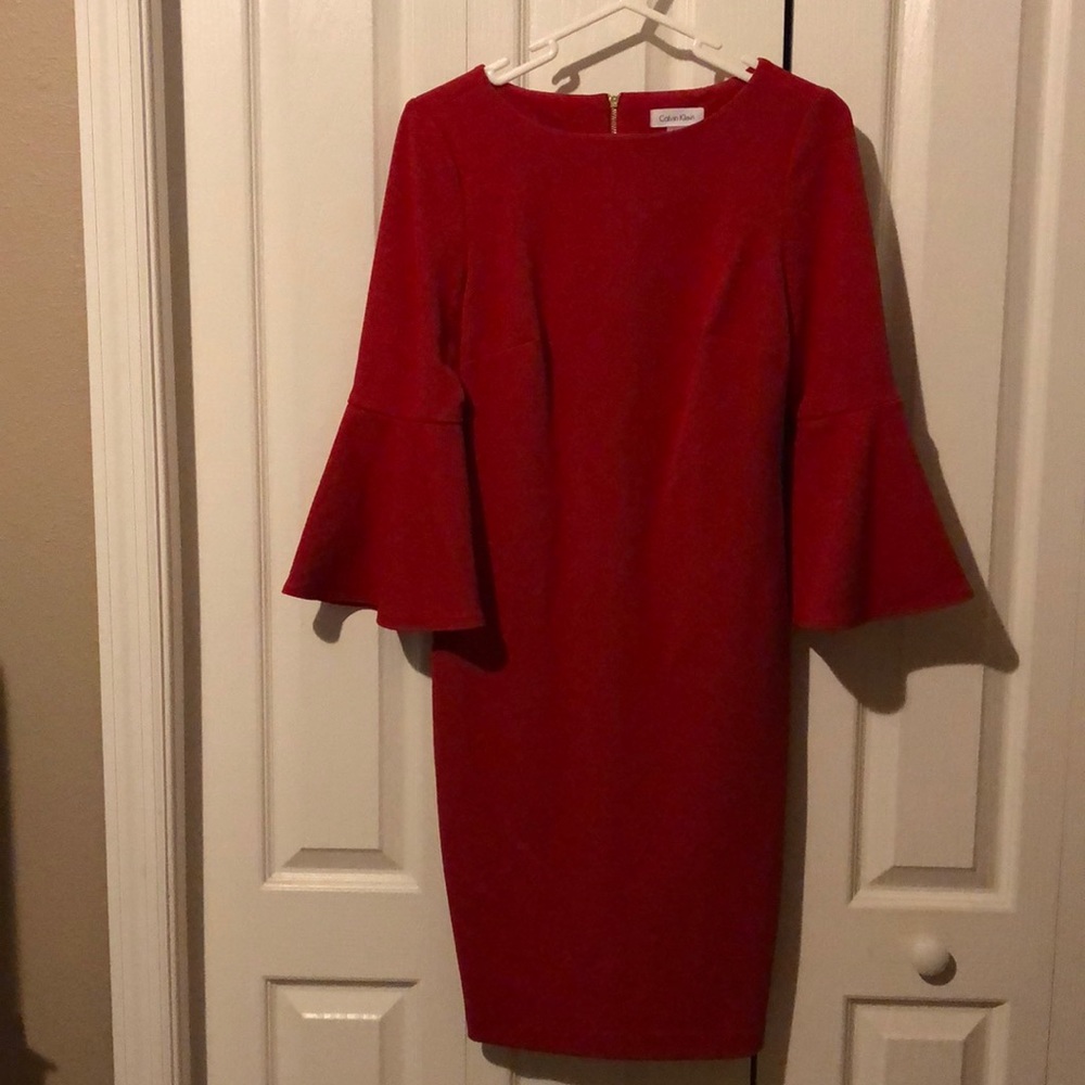 Calvin Klein Red Bell Sleeve Dress